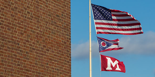 Flags on Miami University campus